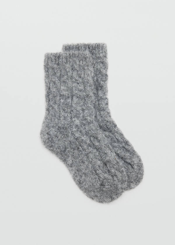 Cable-knit socks — Medium Heather Grey