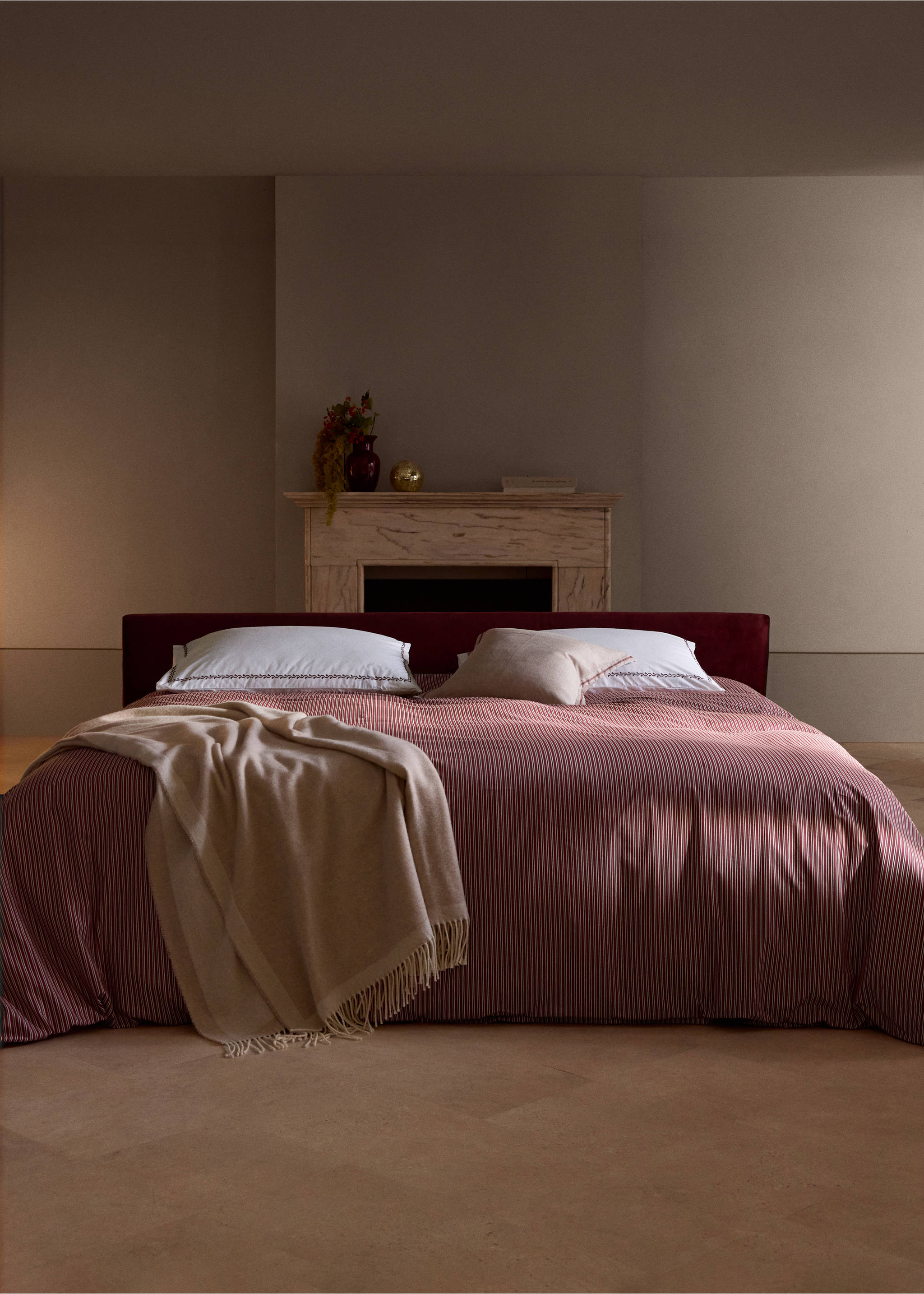 100% cotton striped duvet cover for 180/200 cm bed - General plane, Red. Ref: 37067888-00.