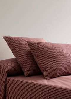Two striped cotton pillowcases, 60 x 60 cm — Red 1