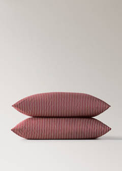 Two striped cotton pillowcases, 60 x 60 cm — Red 3