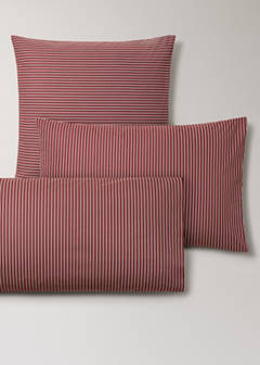 Two striped cotton pillowcases, 60 x 60 cm — Red 4