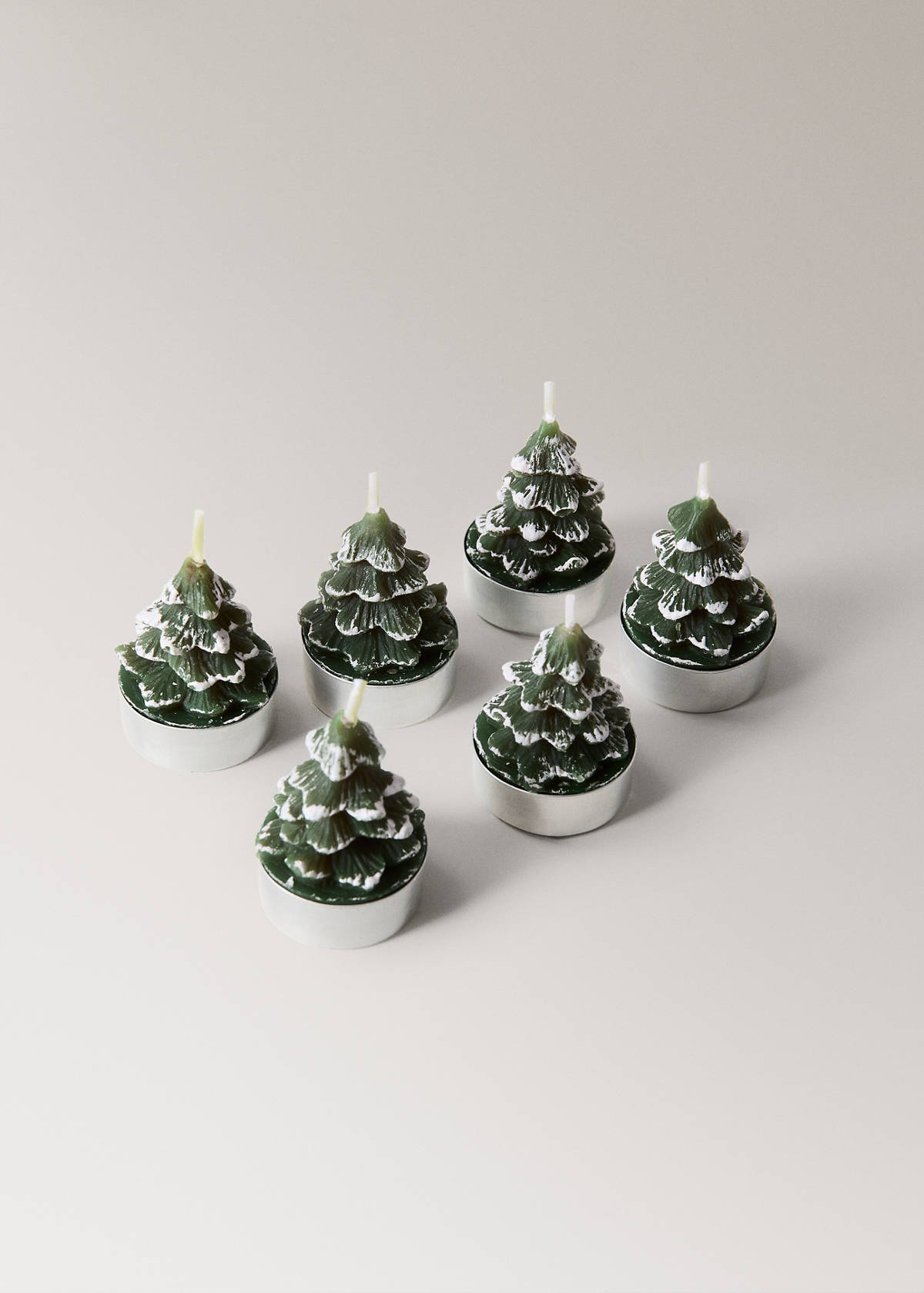 Pack of 6 tree detail candles — Green