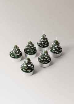 Pack of 6 tree detail candles — Green 5