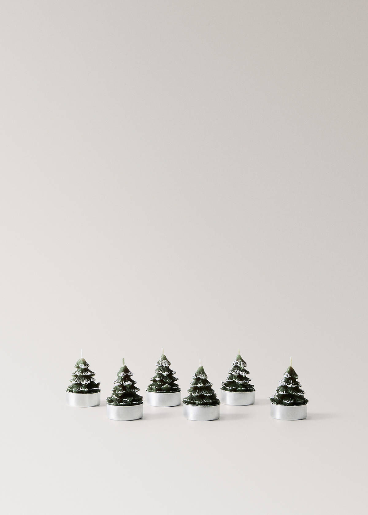Pack of 6 tree detail candles — Green