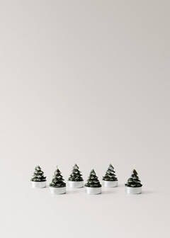 Pack of 6 tree detail candles — Green 6