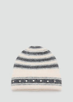 Striped knit hat — Sand 1