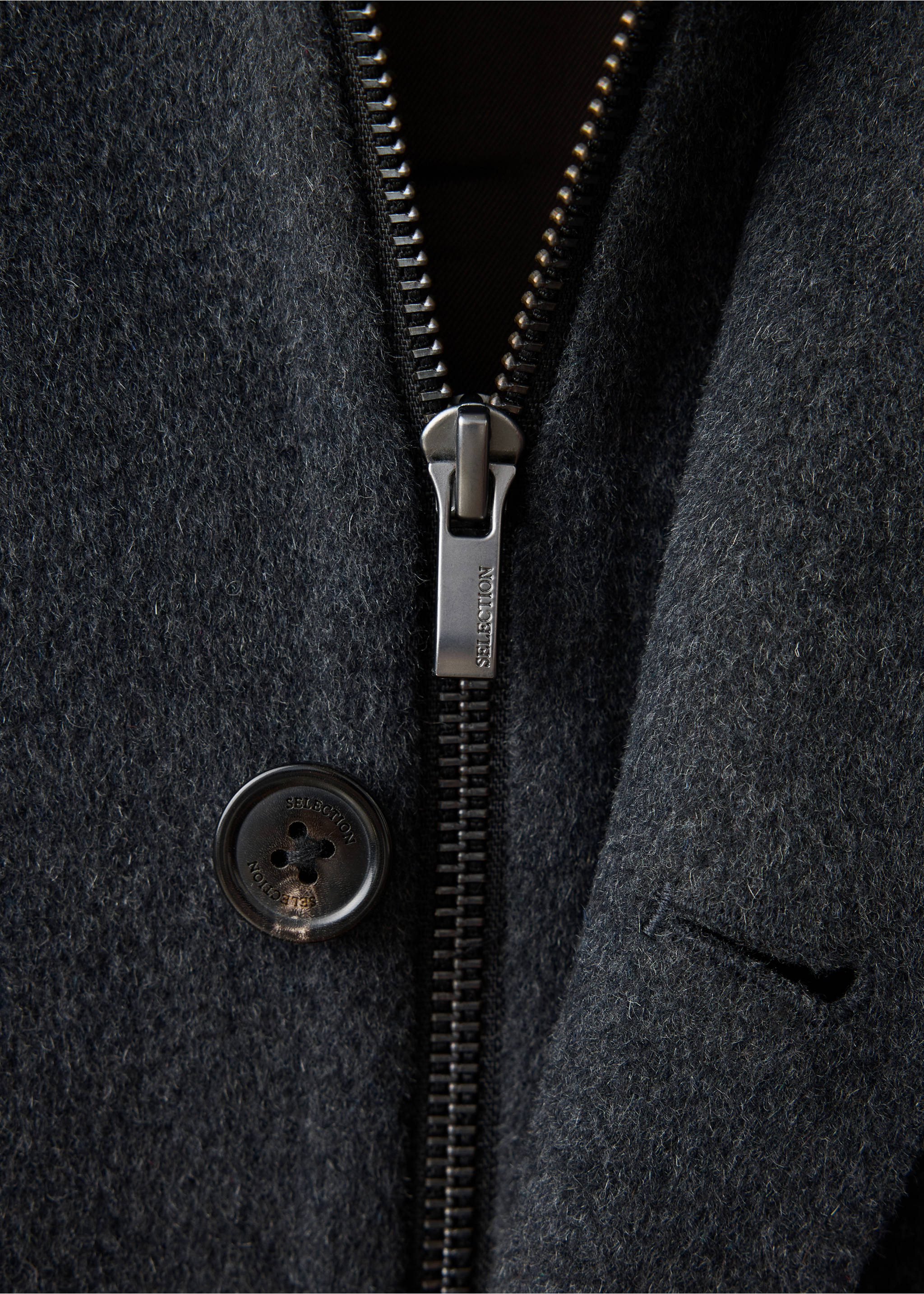 Veste en mélange laine-cachemire avec poches - Détail de l'article 8, Gris chiné foncé. Ref: 37067897-00.