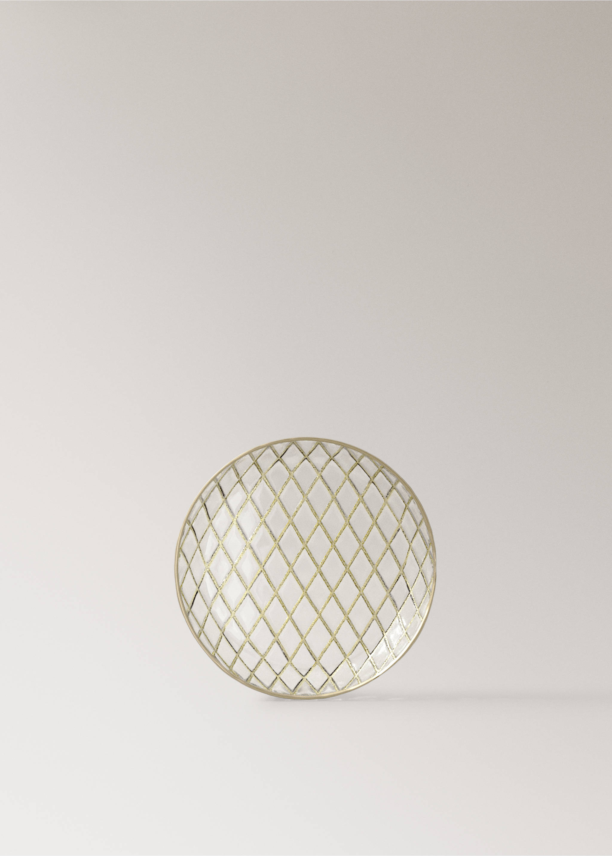 Clear glass plate with a gold diamond lattice pattern., Gold. Ref: 37067901-00.
