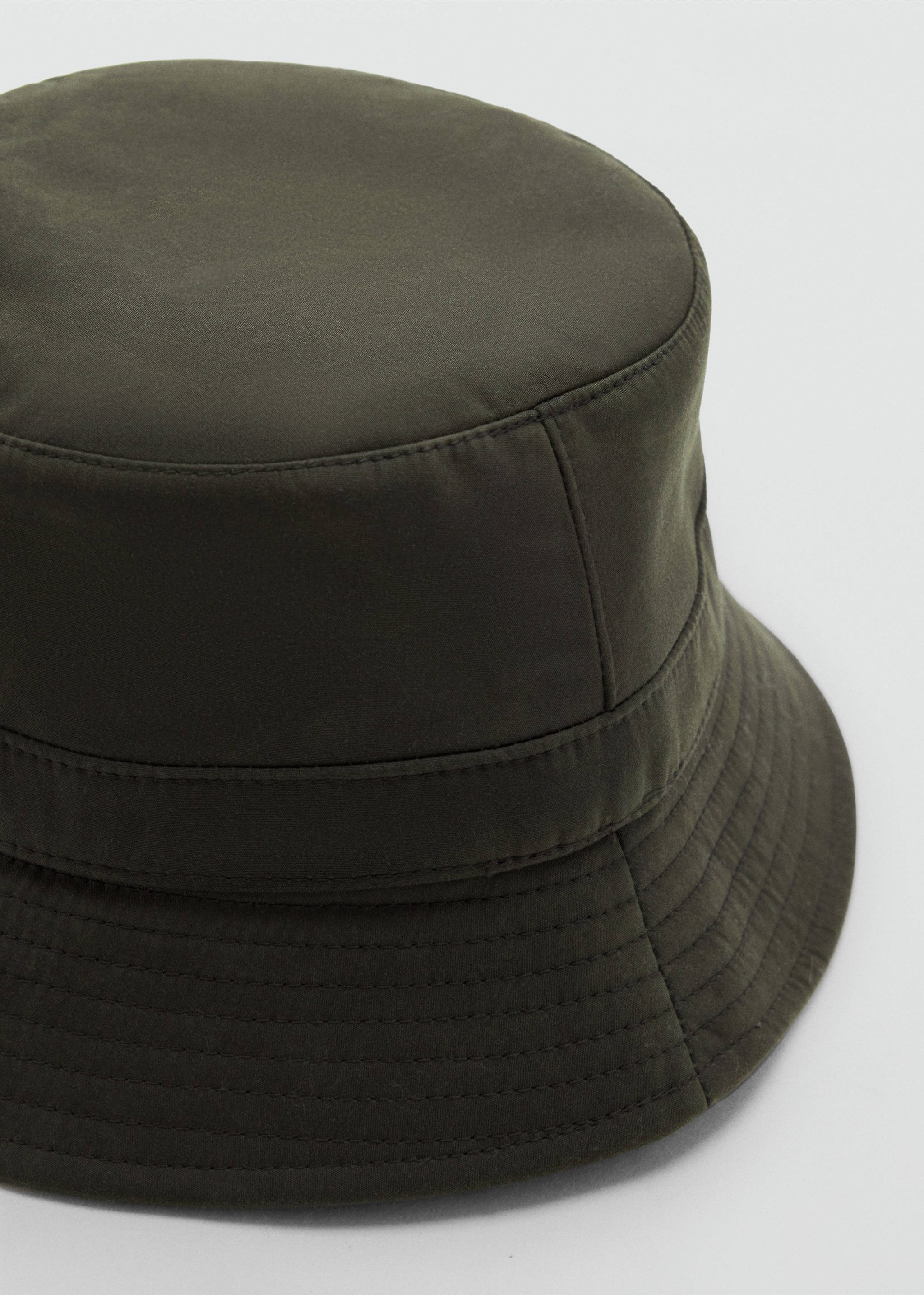 Olive green bucket hat with stitched brim detail., Khaki. Ref: 37067902-00.
