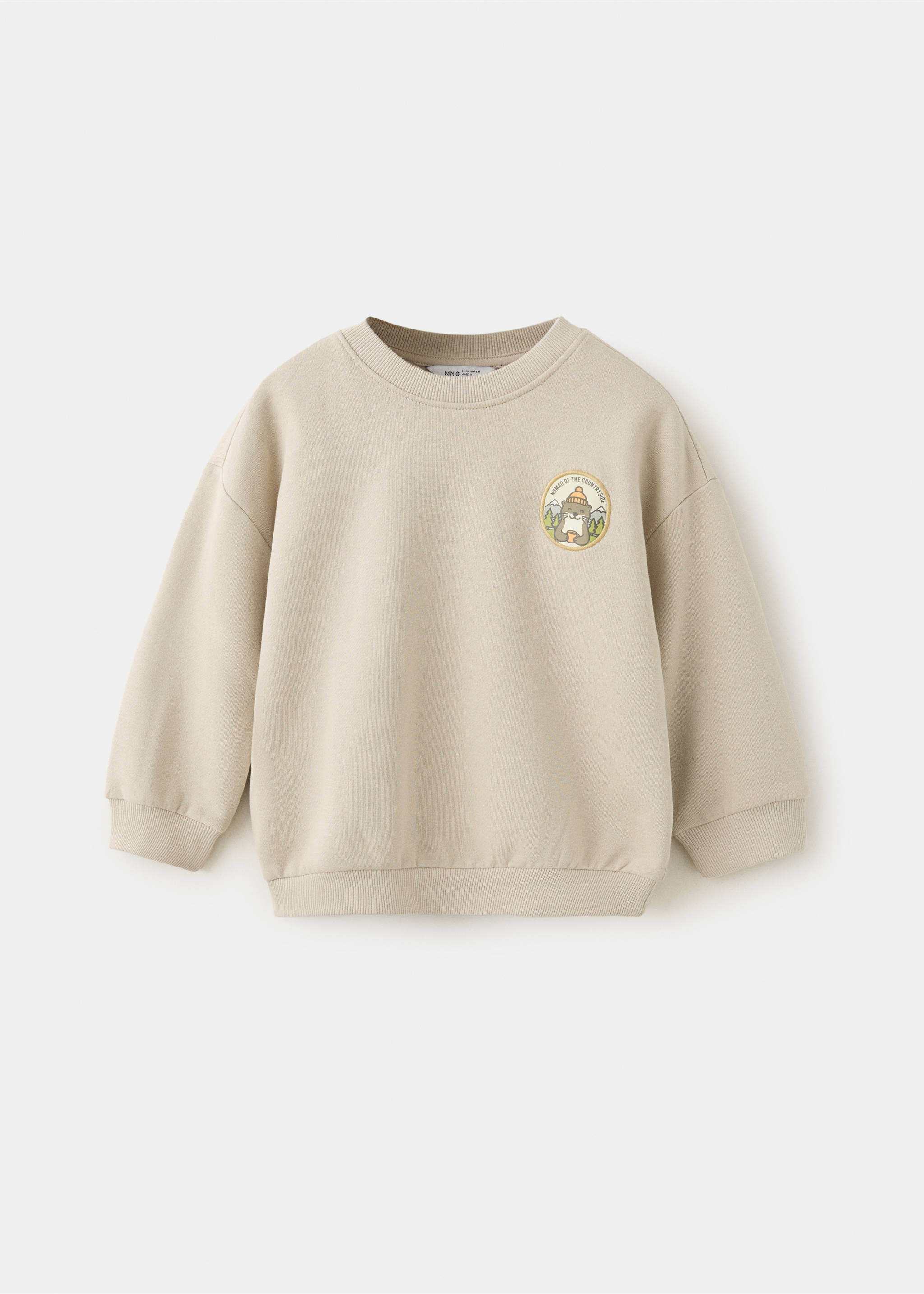 Printed cotton sweatshirt - Article without model, Sand. Ref: 37067907-00.