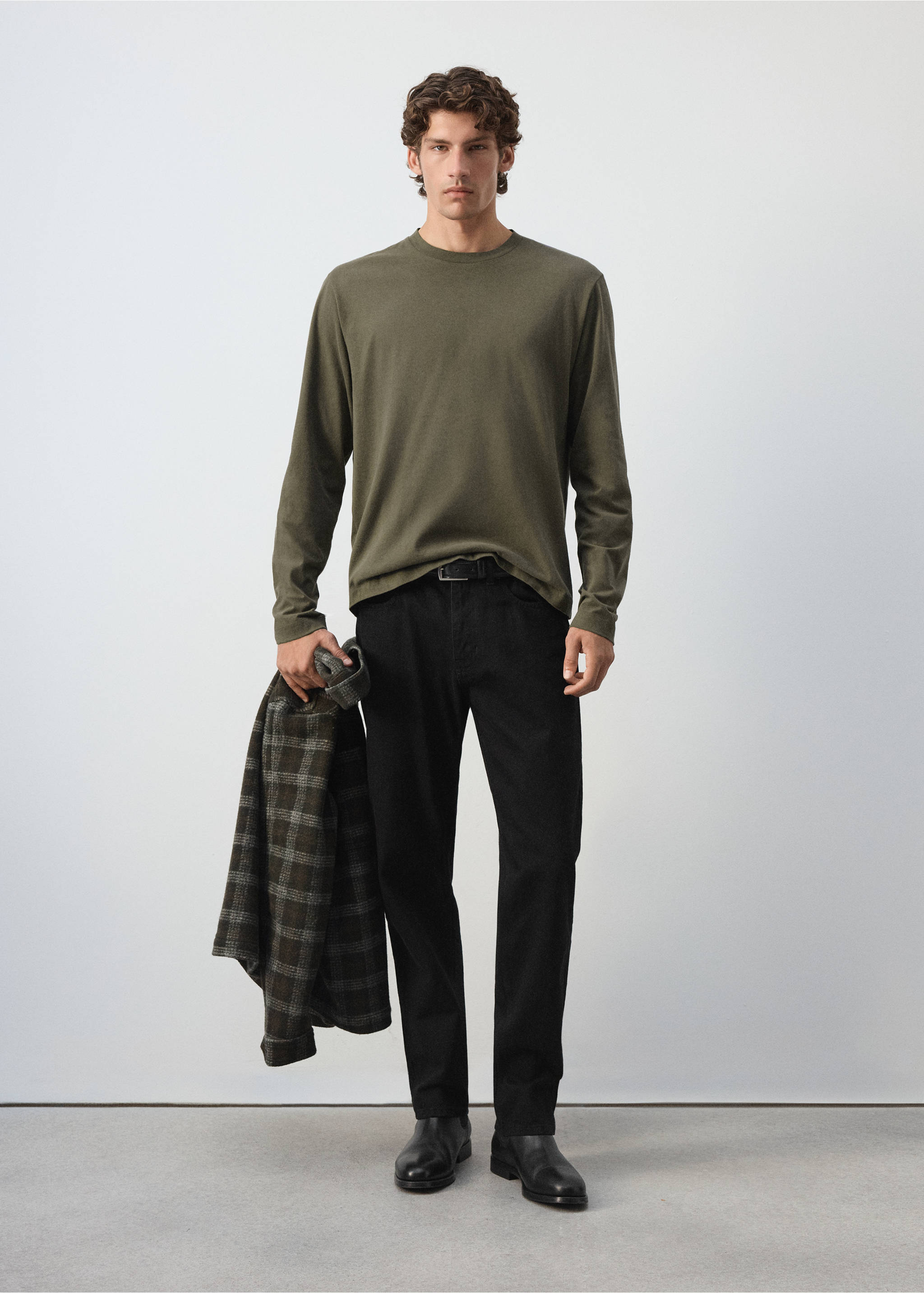 Plain 100% cotton T-shirt - General plane, Olive Green. Ref: 37067912-00.