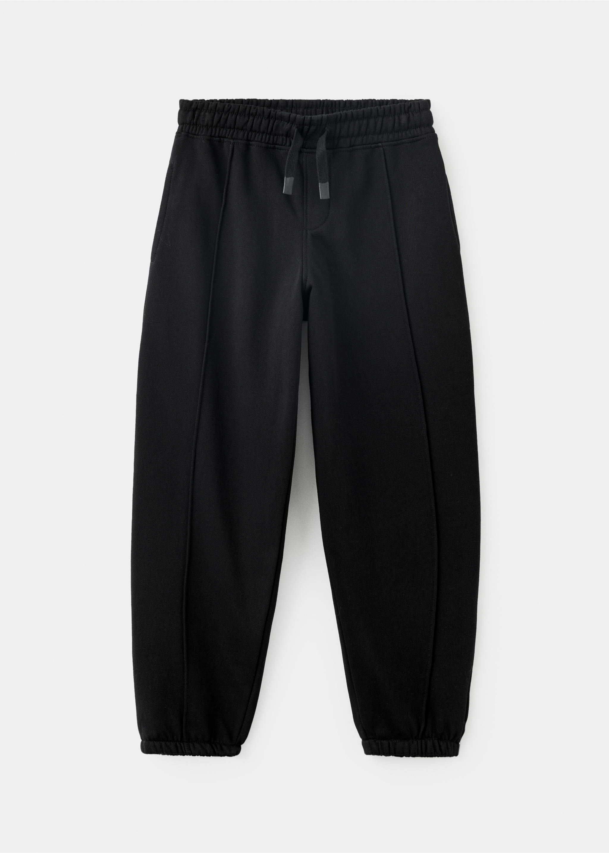 Elastic cotton joggers - Article without model, Black. Ref: 37067913-00.