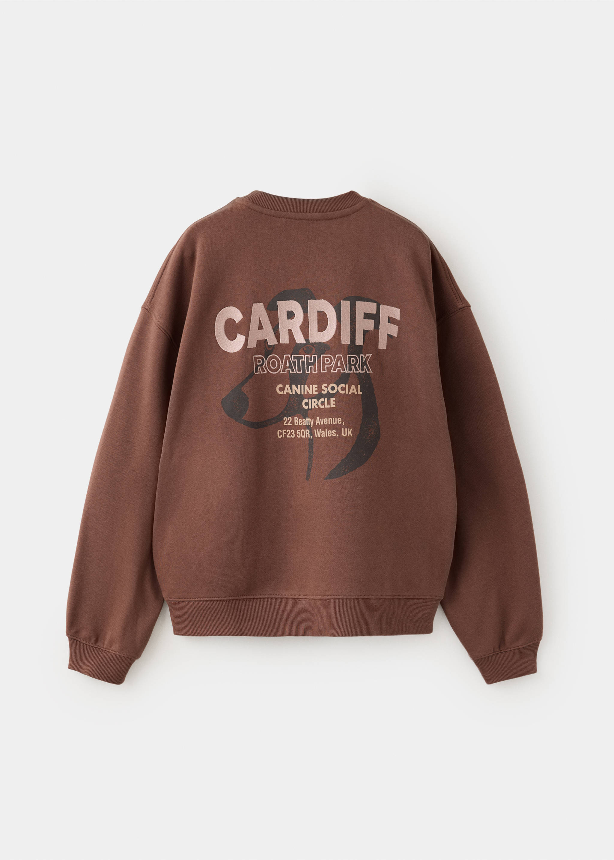 Sweat-shirt oversize imprimé - Verso de l’article, Chocolat. Ref: 37067914-00.