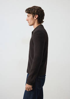 Wool-blend ribbed cardigan — Chocolate 5