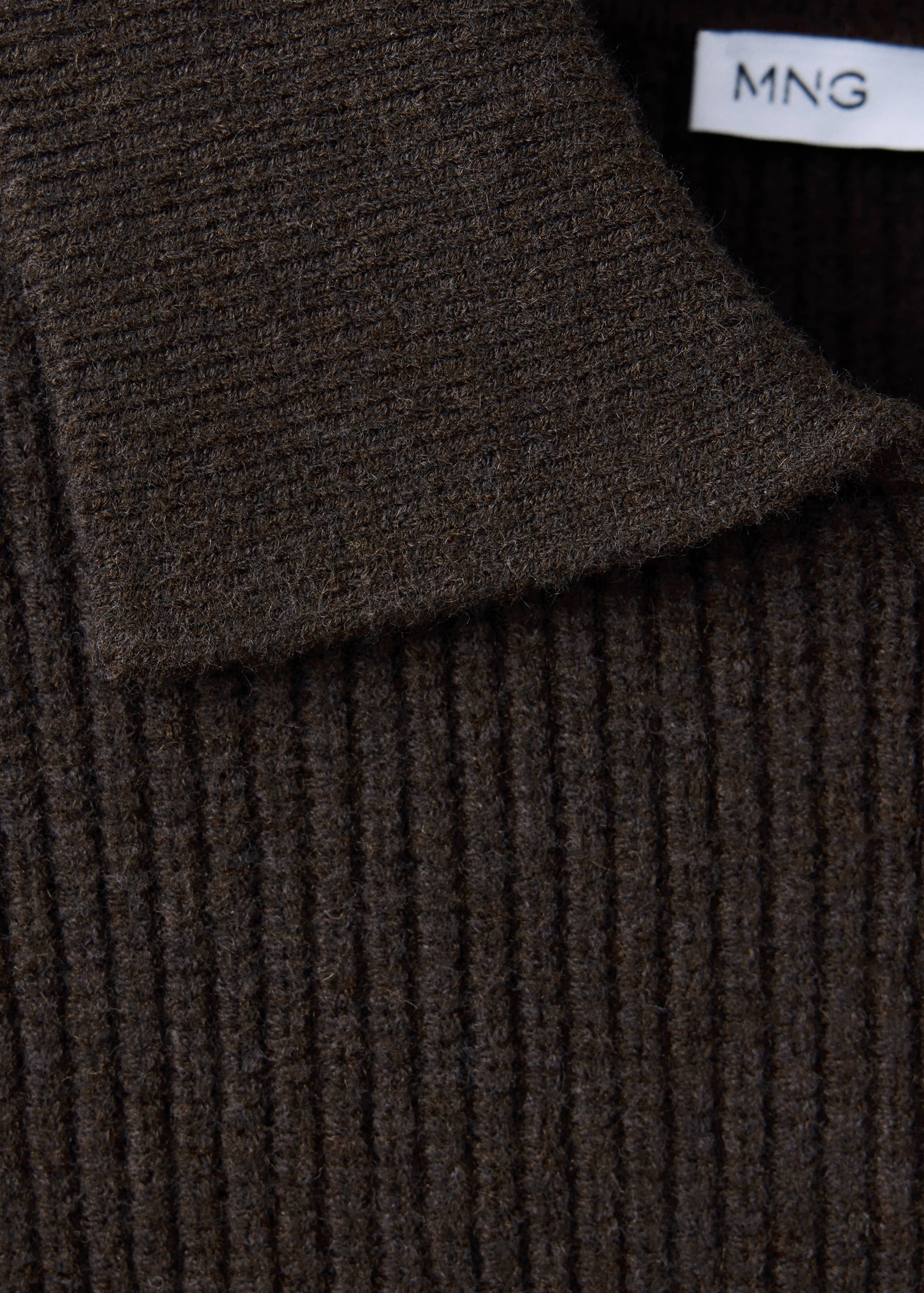 Cardigan en mélange de laine et coton, côtelé - Détail de l'article 8