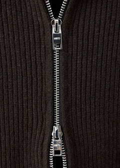 Wool-blend ribbed cardigan — Chocolate 10