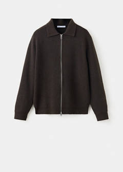 Wool-blend ribbed cardigan — Chocolate 8
