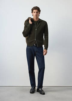 Wool-blend ribbed cardigan — Khaki 2