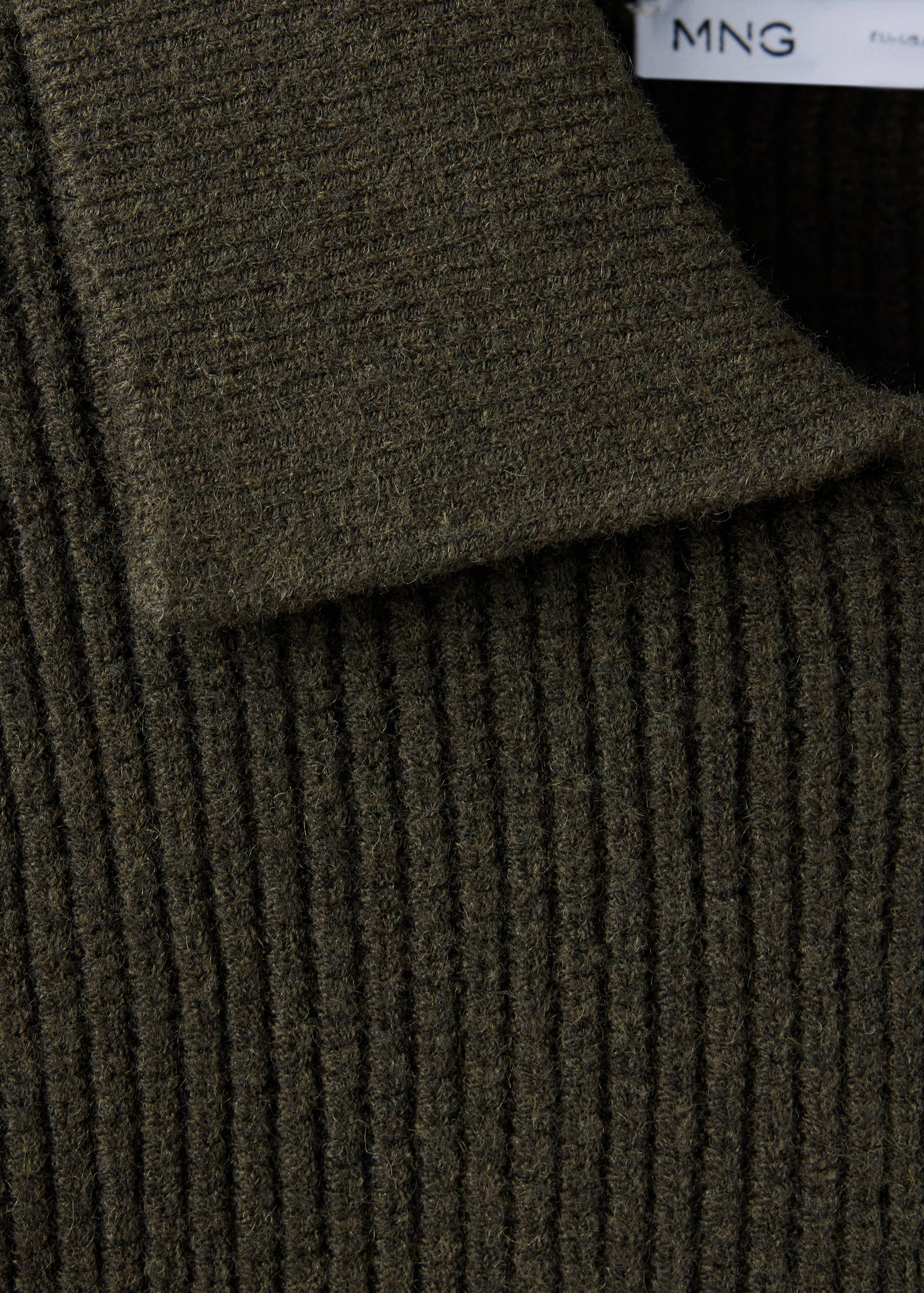Cardigan en mélange de laine et coton, côtelé - Détail de l'article 8