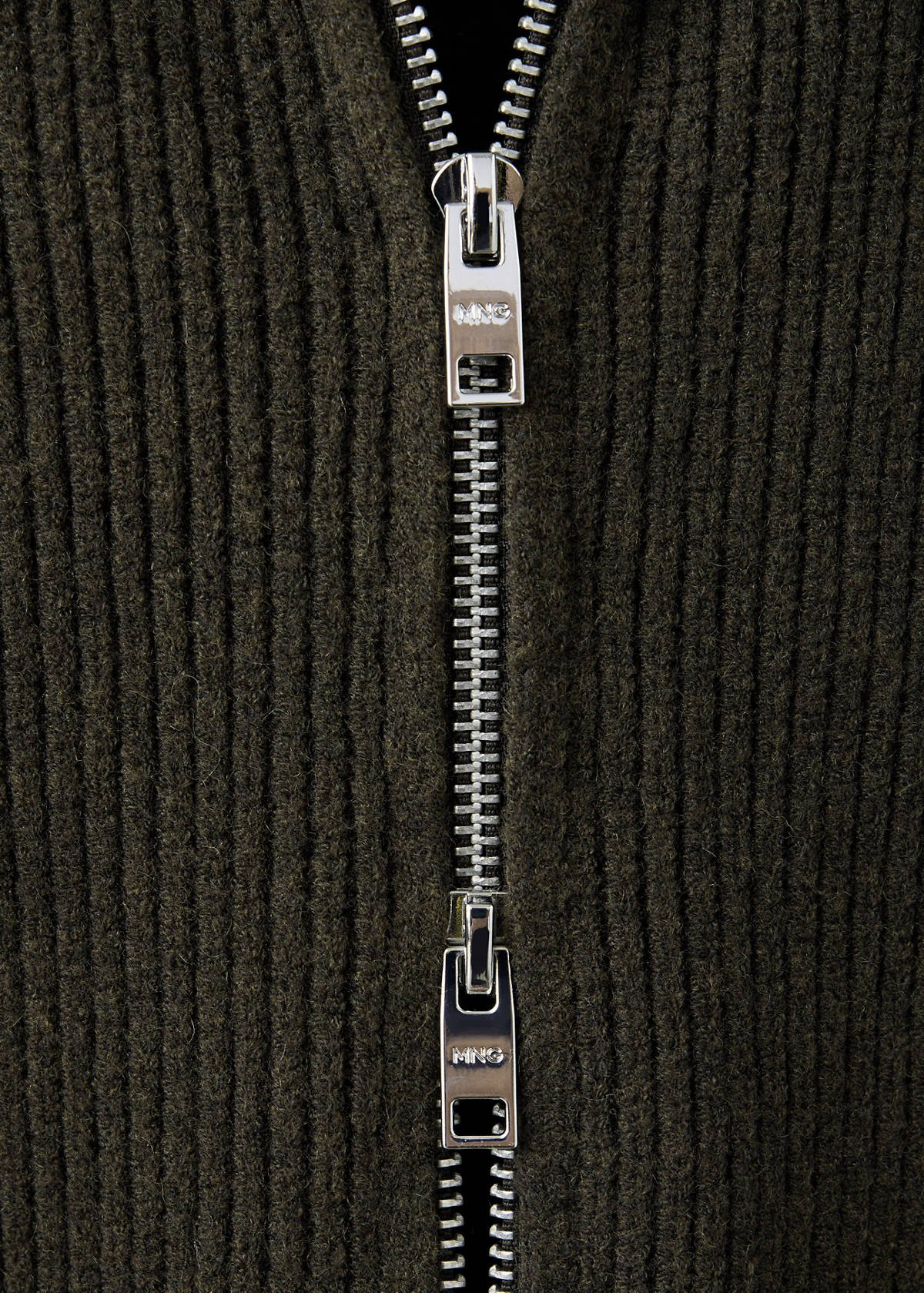 Wool-blend ribbed cardigan — Khaki