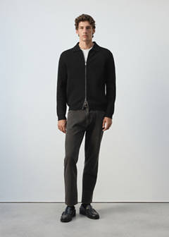 Wool-blend ribbed cardigan — Black 2