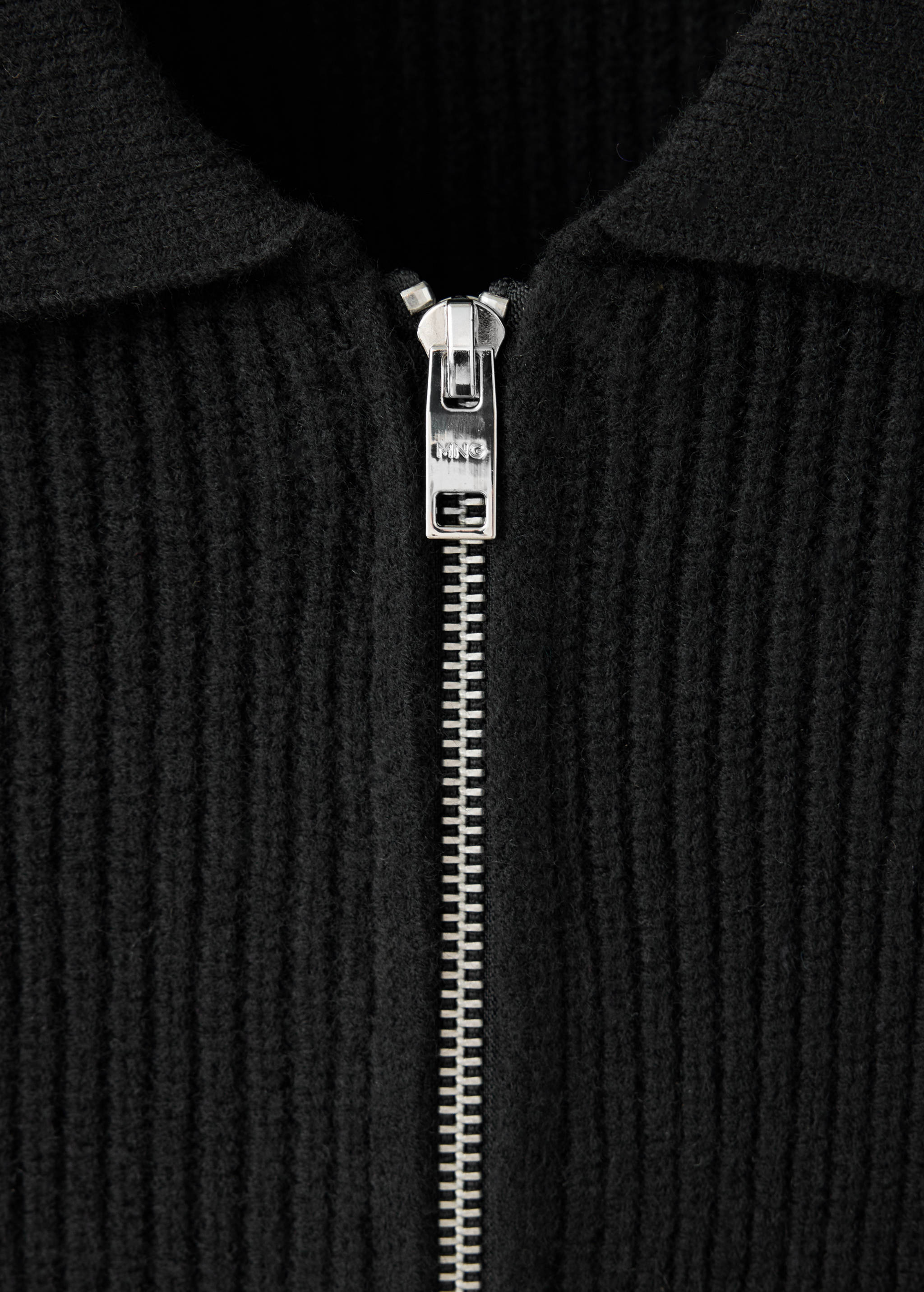 Cardigan en mélange de laine et coton, côtelé - Détail de l'article 8