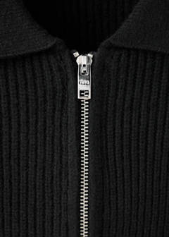 Wool-blend ribbed cardigan — Black 7