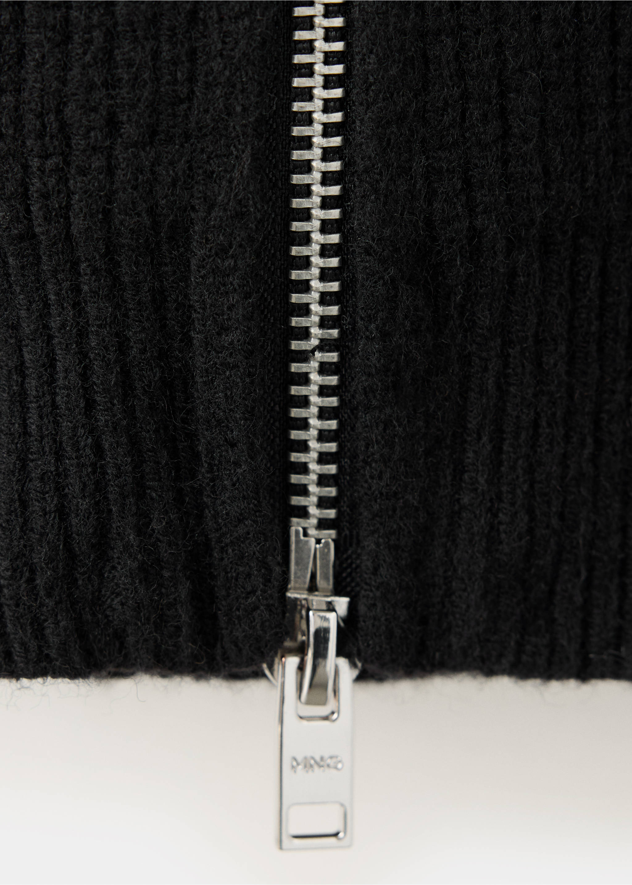Ribbed wool and cotton blend cardigan - Details of the article 0, Black. Ref: 37067916-00.