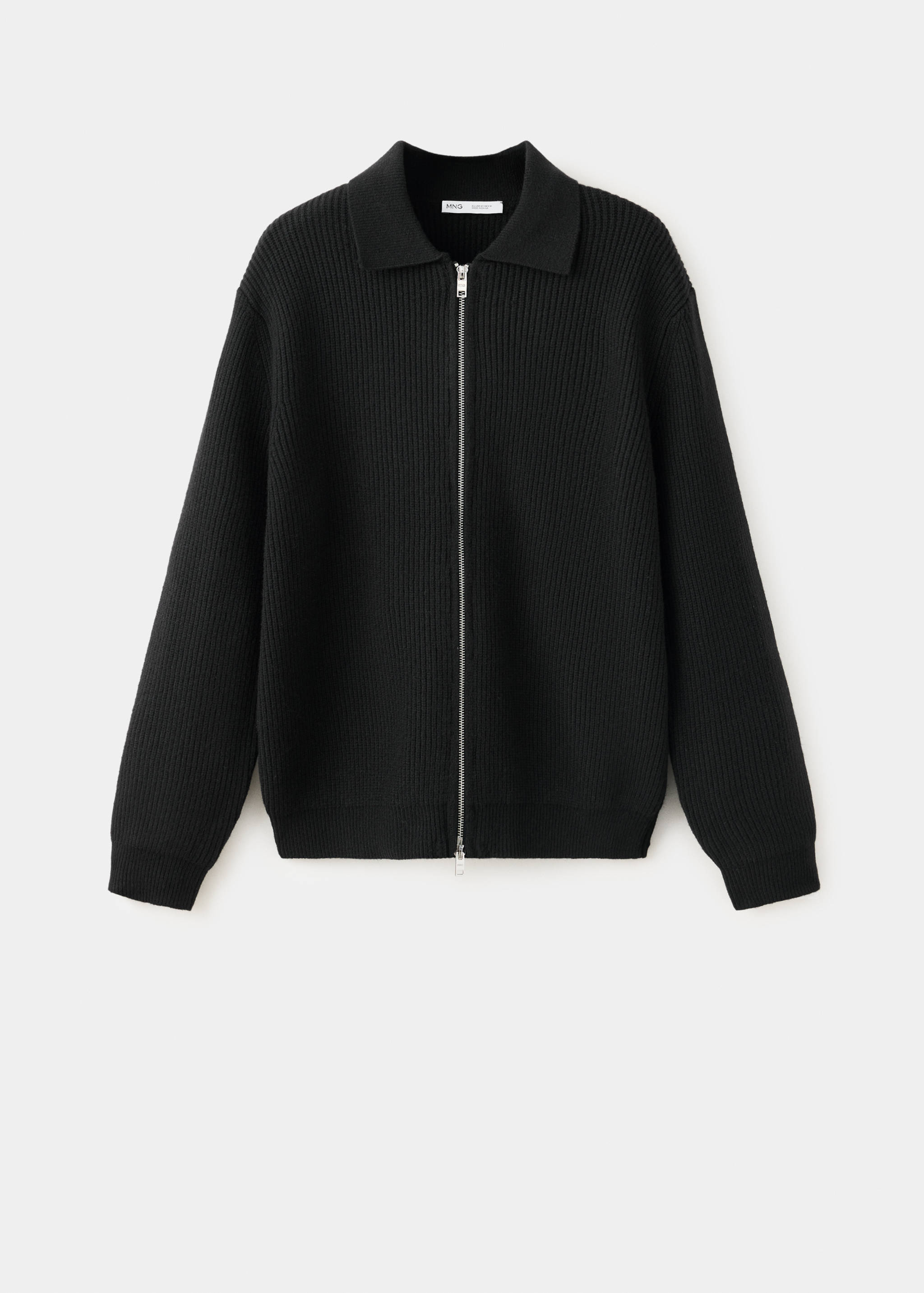 Cardigan en mélange de laine et coton, côtelé - Article sans modèle