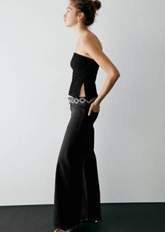 Wide-leg jeans with embroidered details — Black 4
