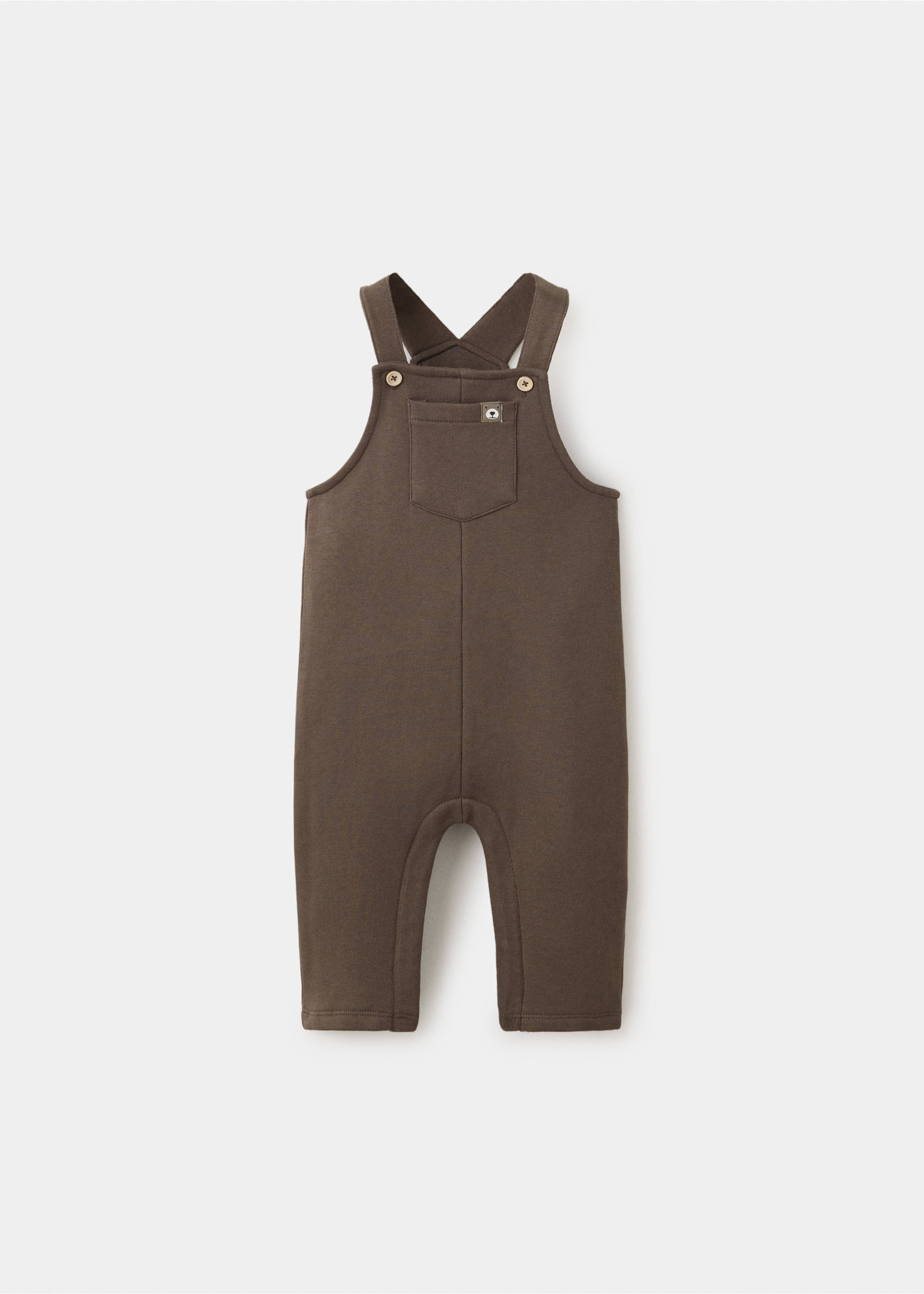 Dark brown children's dungarees with front pocket and buttoned straps., Chocolate. Ref: 37067925-00.