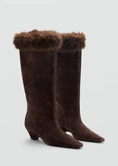 Suede boot with fur trim — Chocolate 3