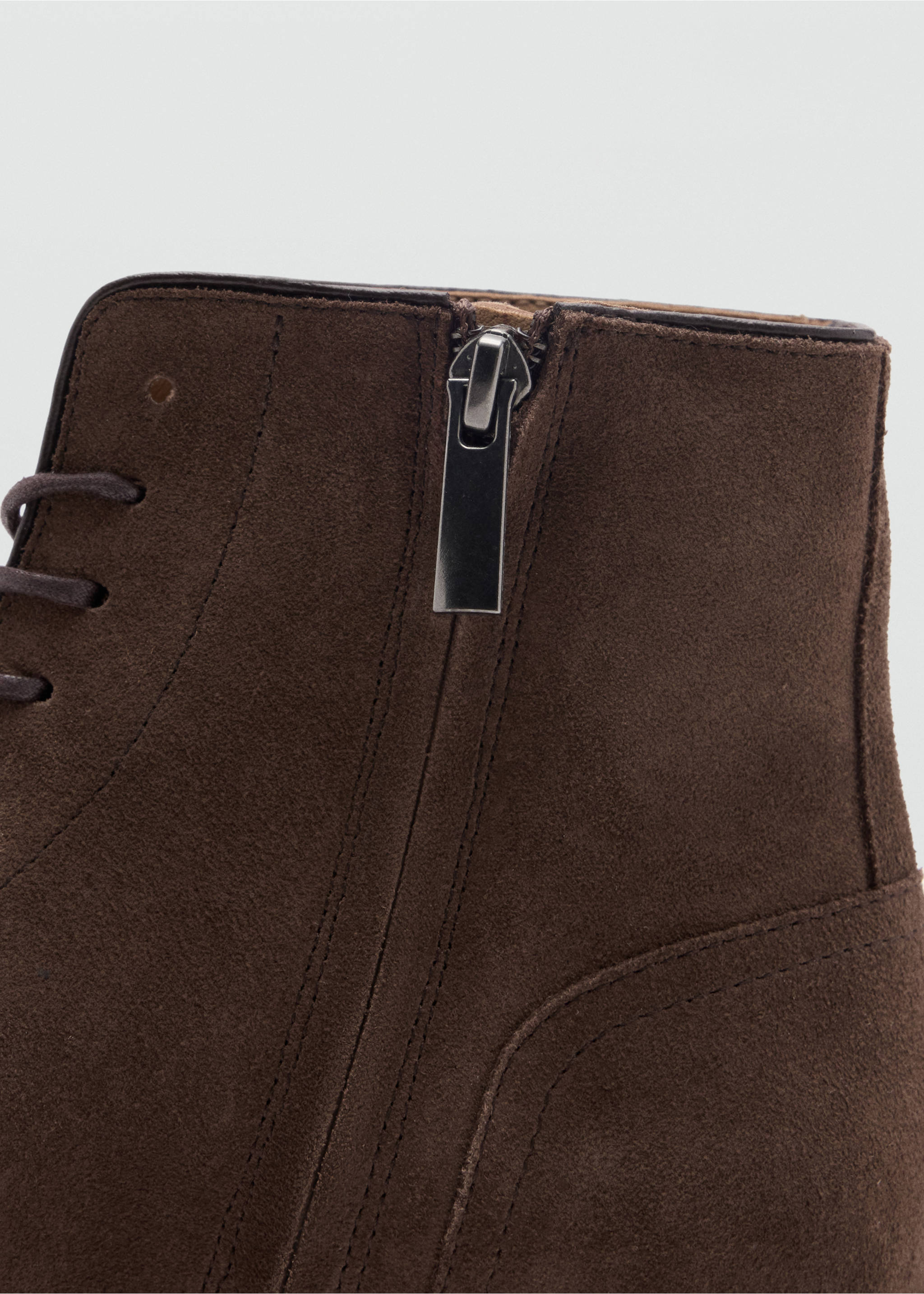 100% suede leather boots - Details of the article 3, Brown. Ref: 37067935-00.
