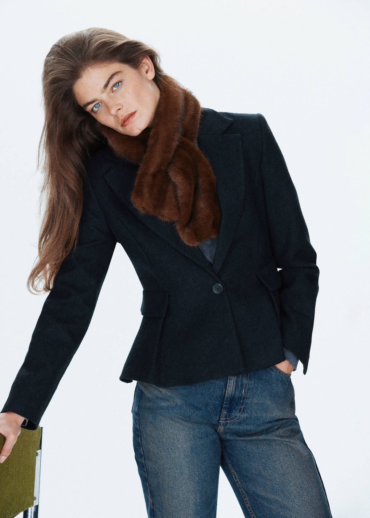 Peplum blazer with pockets — Dark Navy