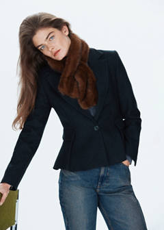 Peplum blazer with pockets — Dark Navy 1