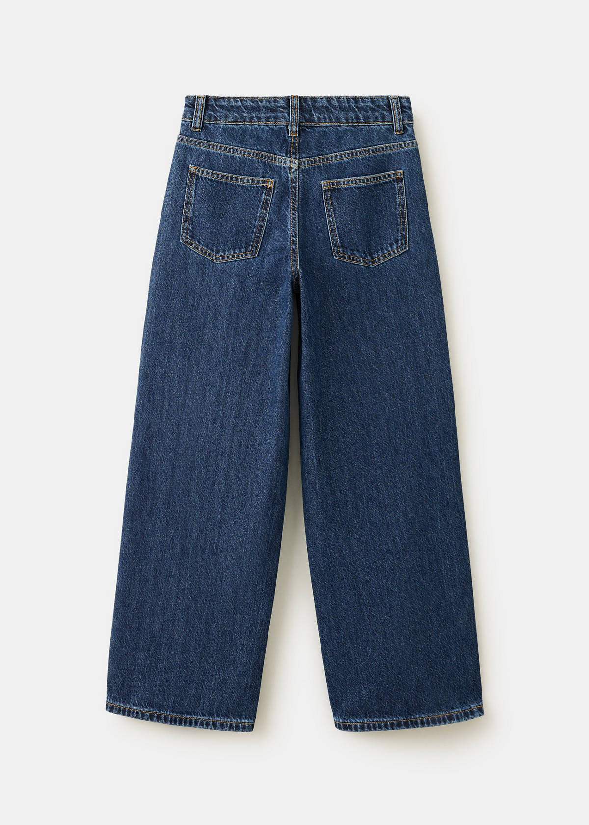 Wide leg jeans with floral embroidery — Dark Blue