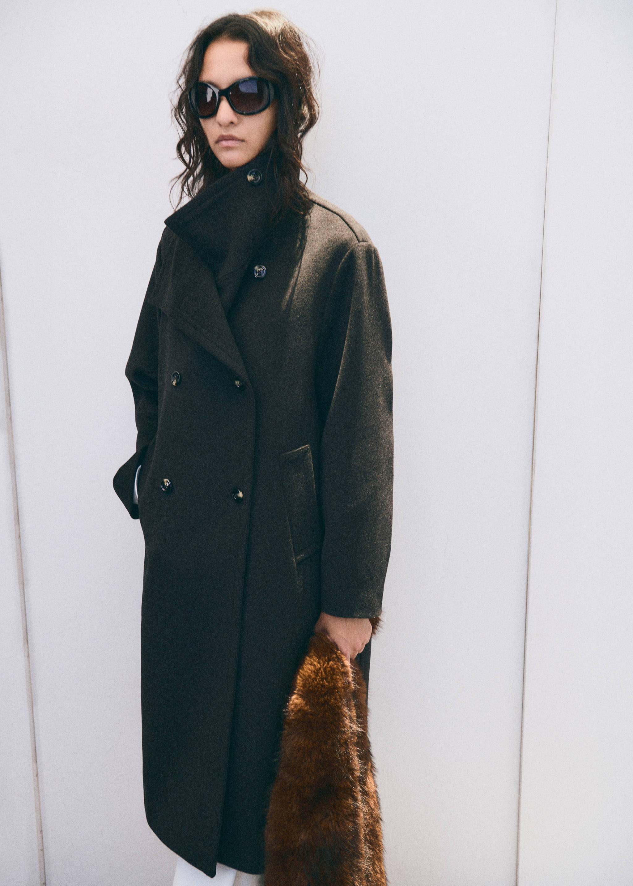 Wool funnel neck coat - Medium plane