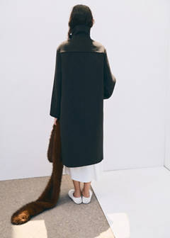 Wool blend coat with funnel neck — Chocolate 3
