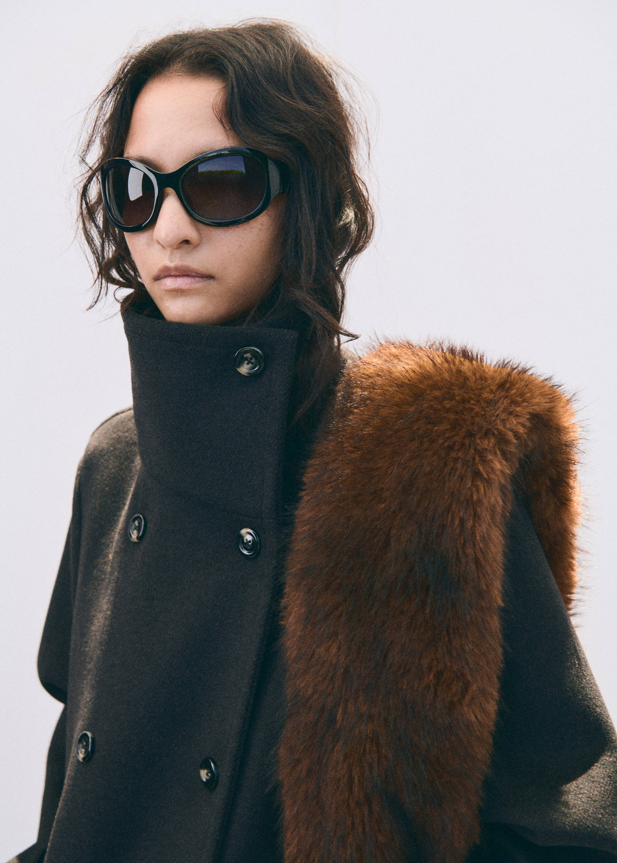 Wool funnel neck coat - Details of the article 1