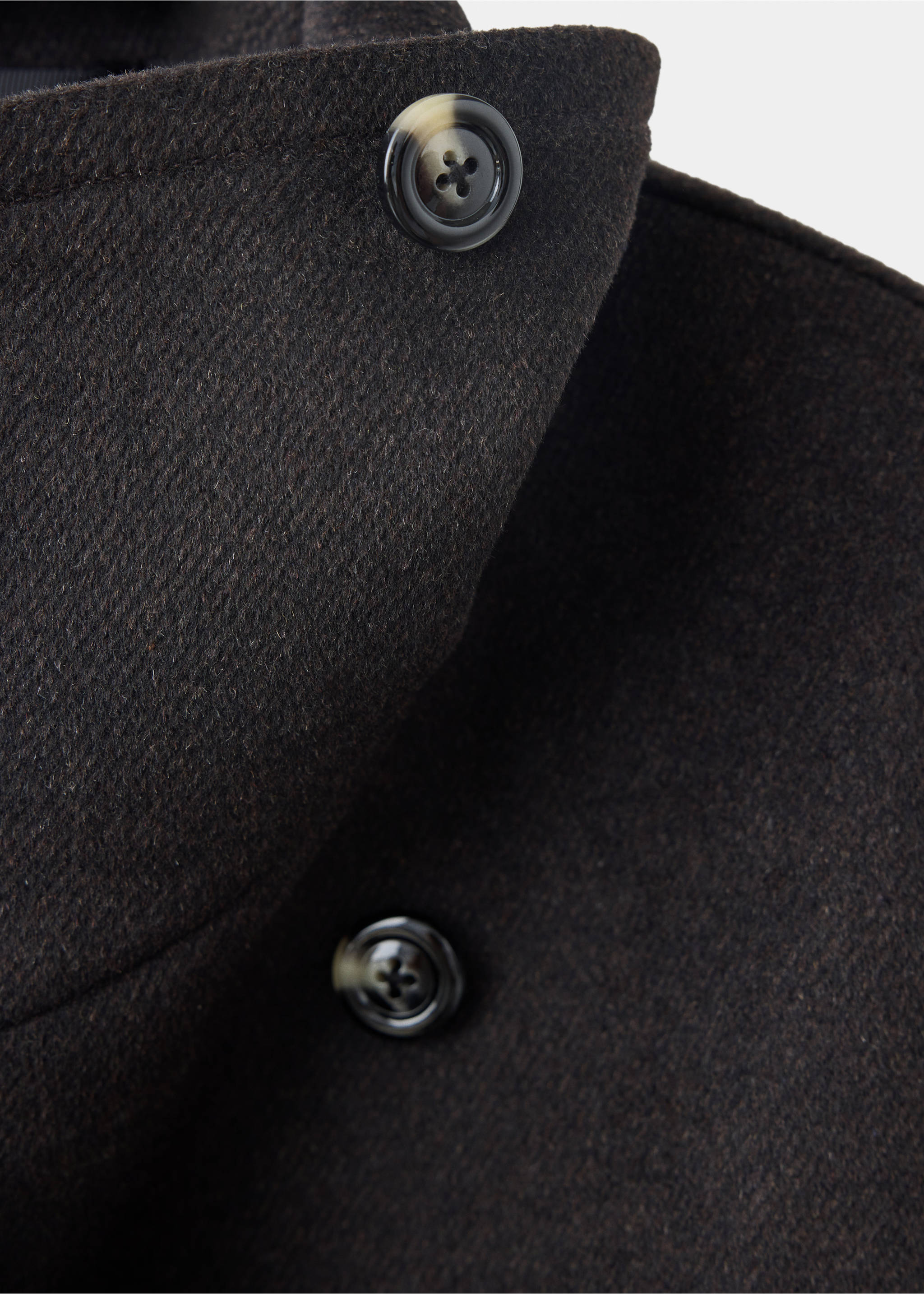 Wool funnel neck coat - Details of the article 8, Chocolate. Ref: 37068273-00.