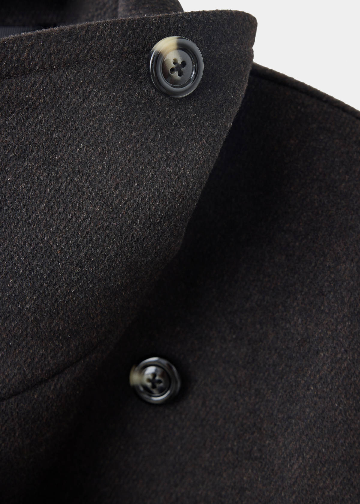 Wool blend coat with funnel neck — Chocolate