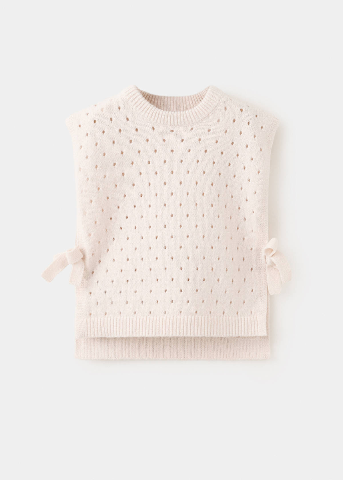 Openwork knit waistcoat with ties