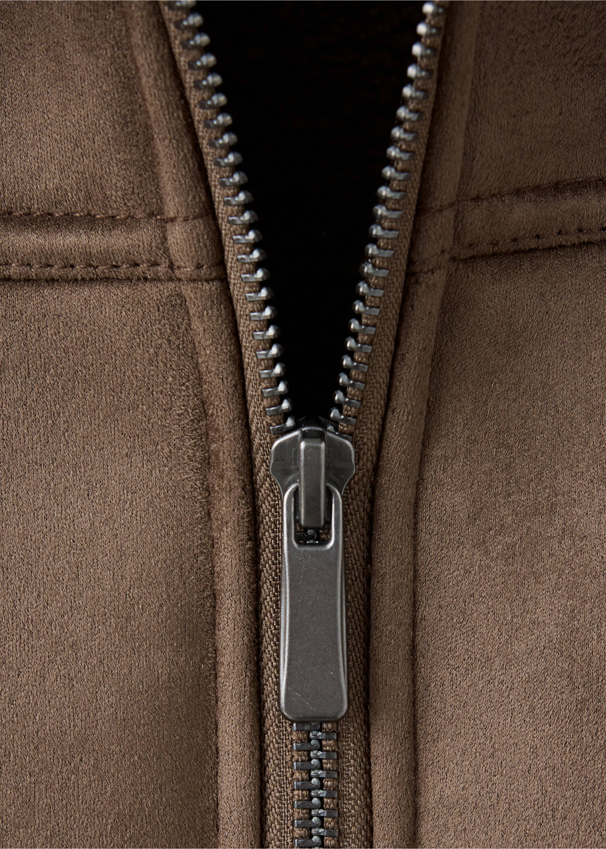 Close-up of a brown coat zipper., Brown. Ref: 37068283-00.