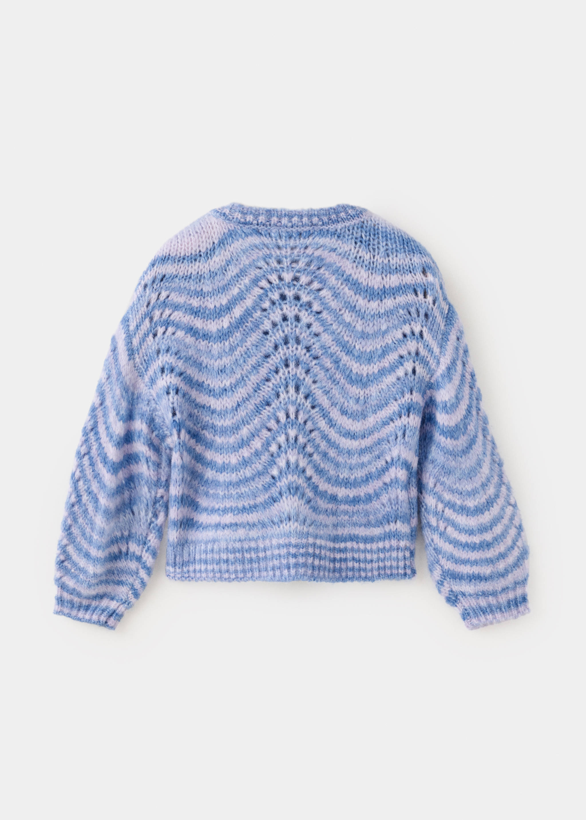 Mehrfarbige Strick-Cardigan mit Lochmuster - Rückseite des Artikels