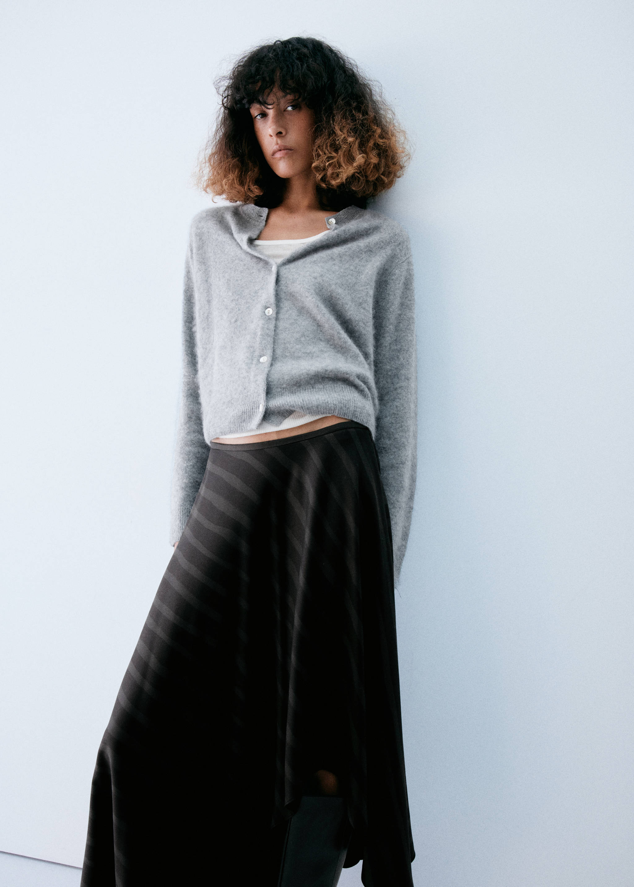 Asymmetric striped lyocell skirt - Medium plane