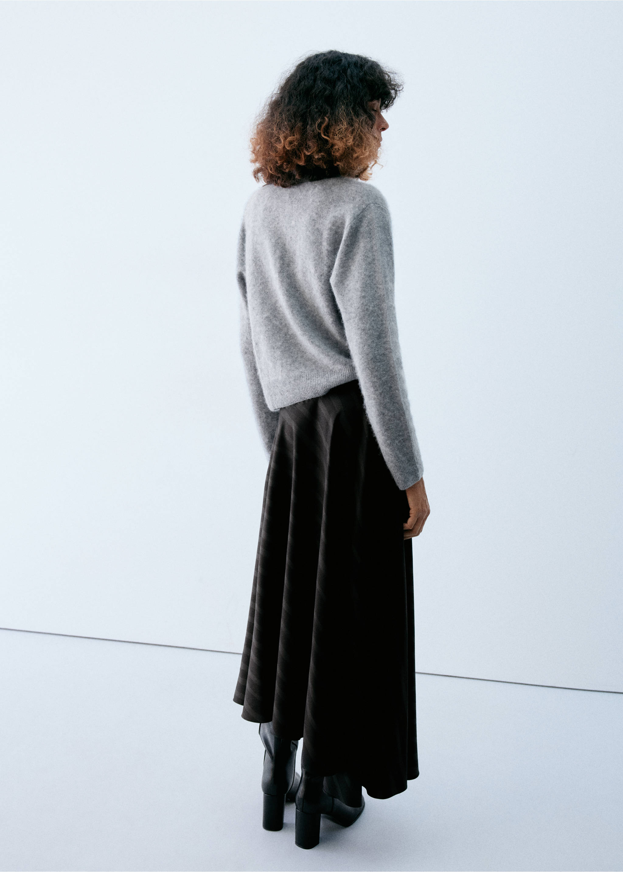 Asymmetric striped lyocell skirt - Reverse of the article, Grey. Ref: 37068287-00.