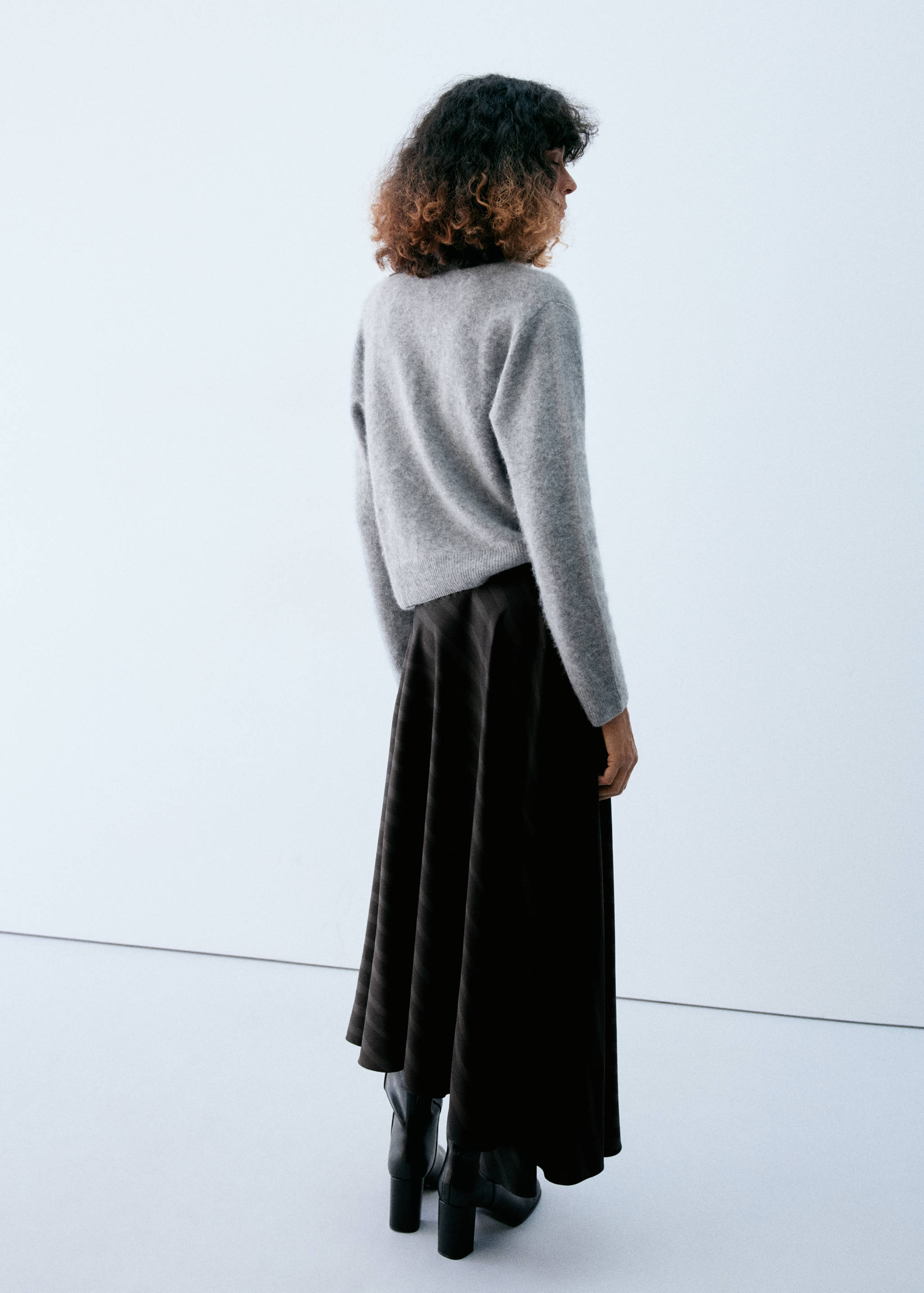 Asymmetric striped lyocell skirt - Reverse of the article