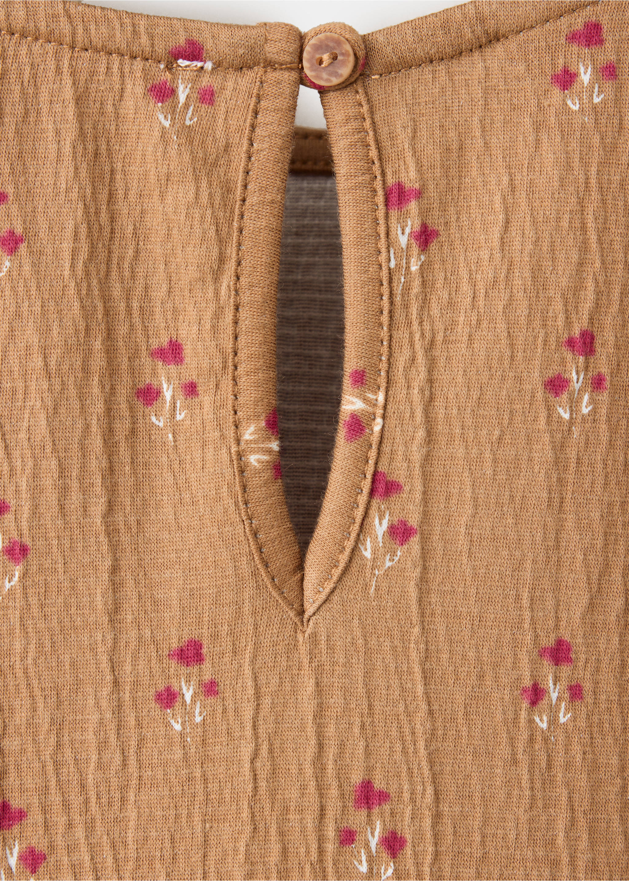 Floral print dress - Details of the article 0, Khaki. Ref: 37068288-00.