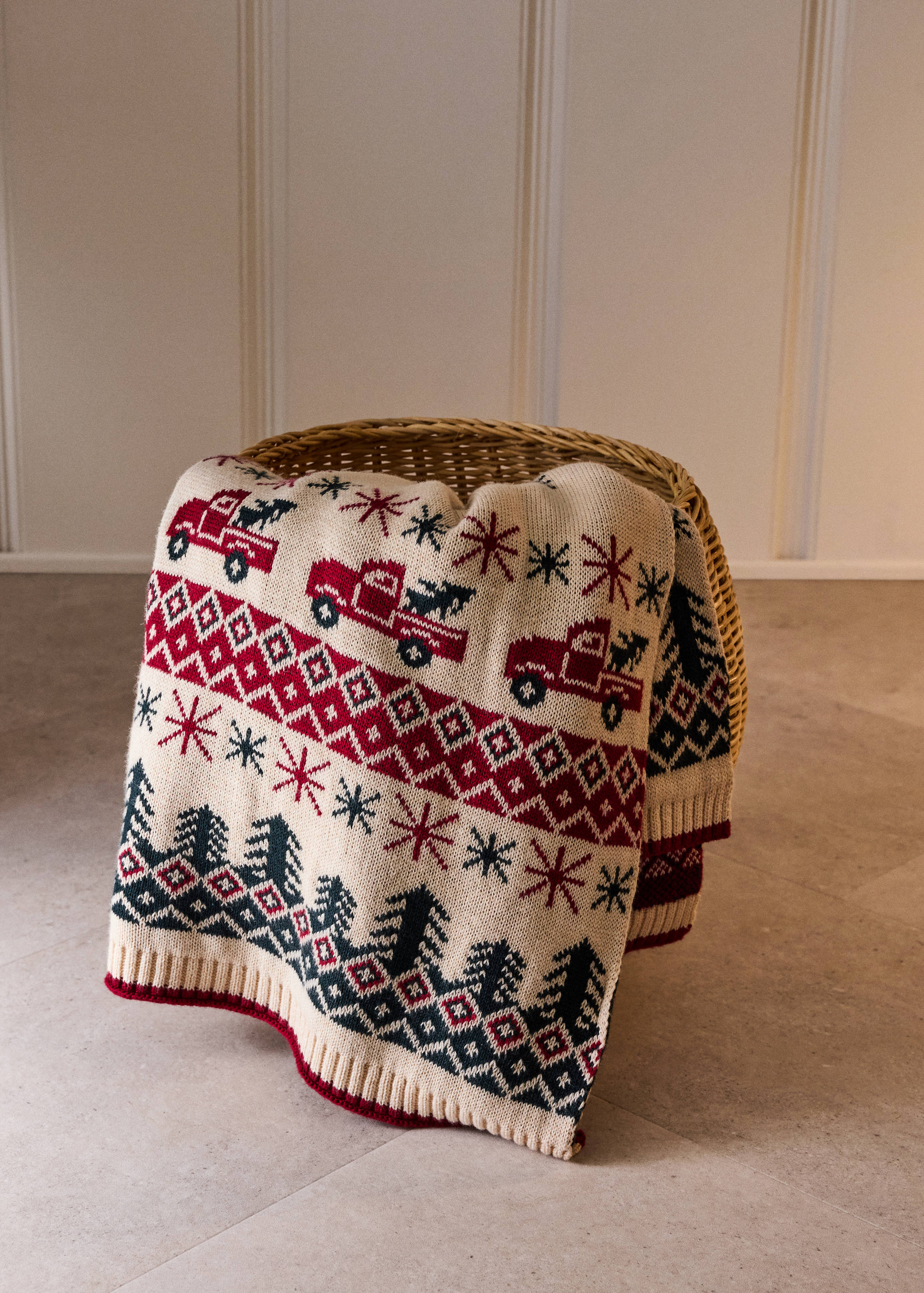 Jacquard knit Christmas decorative throw blanket - General plane