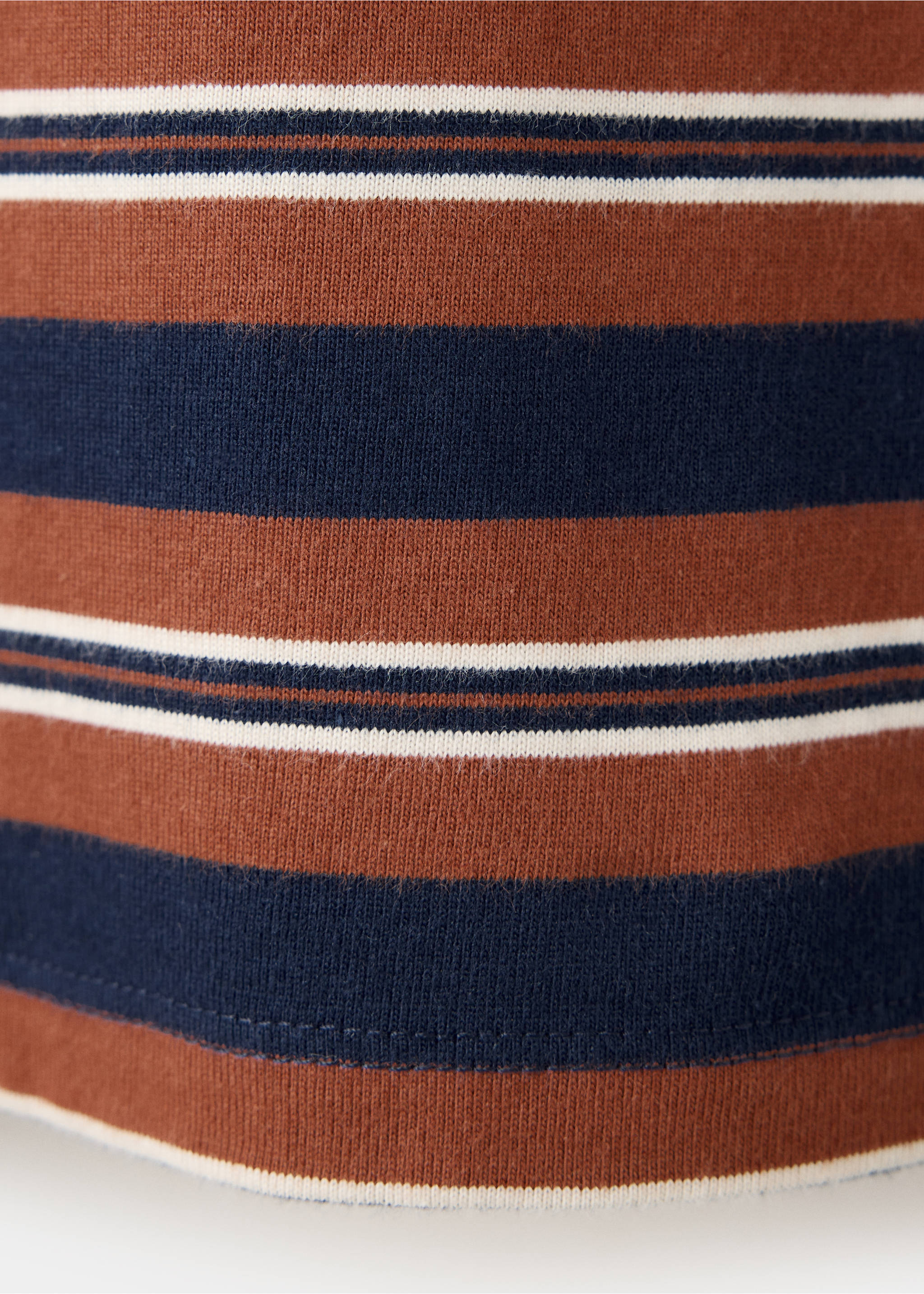 Close-up of the fine-knit striped fabric of a polo shirt., Russet. Ref: 37068633-00.